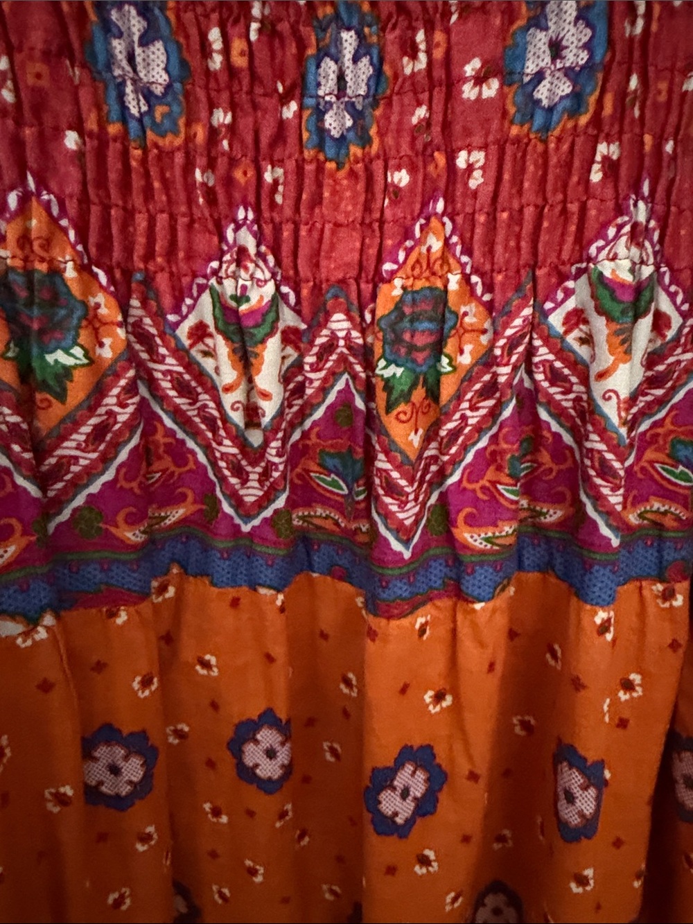 Speed Control New York Boho Floral Smocked Maxi Dress Orange M - Picture 7 of 12